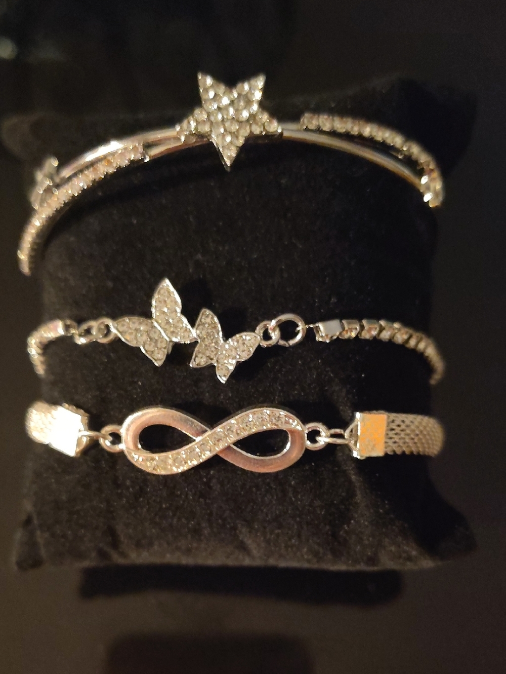 Fashion Jewelry Silver-Tone Crystal Star, Butterfly & Infinity Bracelet Set